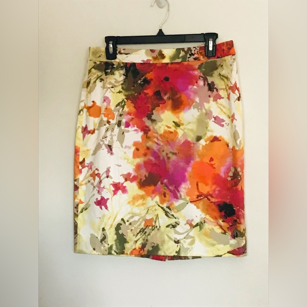 J.Crew Floral Watercolor Print Pencil Skirt